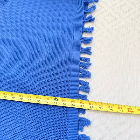 J. McLaughlin Women’s Asha Tassel Poncho Blue Cotton One Size - Picture 6 of 6